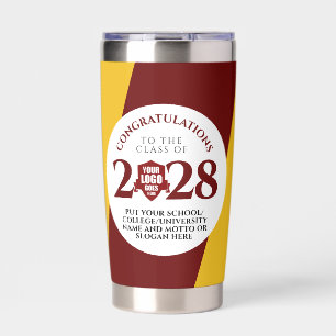 Red Gold School College University Graduation Insulated Tumbler
