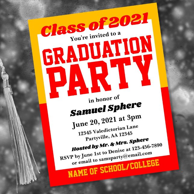 Red Gold School Colours Graduation Invitation (Creator Uploaded)