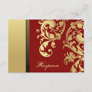 Red Gold Shimmer Floral Mariage Réponse RSVP