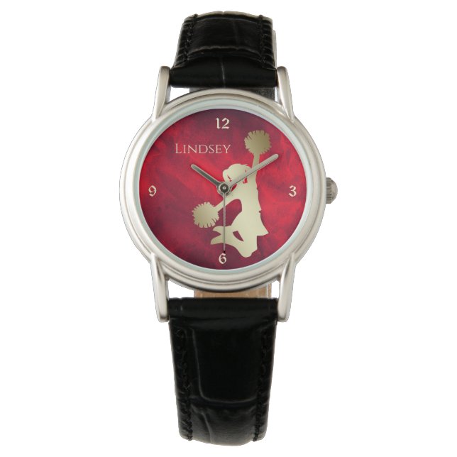 Red Gold Silhouette Cheerleader Watch (Front)