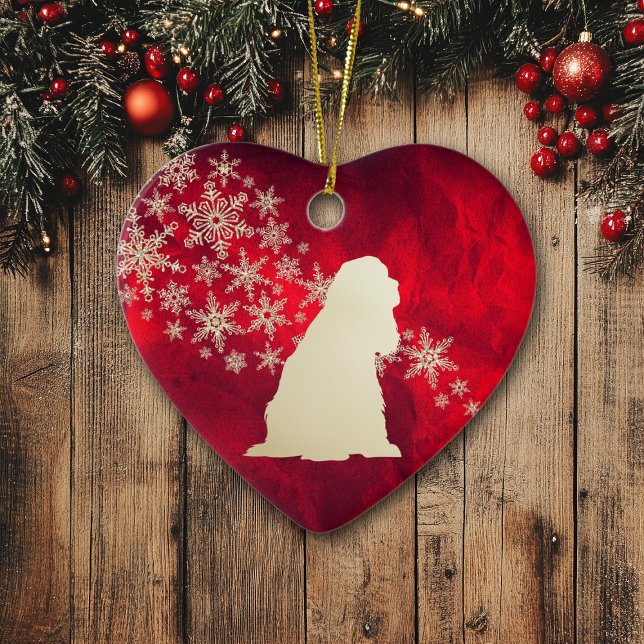 Red Gold Snowflake American Cocker Spaniel Ceramic Ornament (Creator Uploaded)