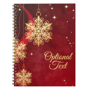 Red & Gold Snowflake Filigree Custom Christmas Notebook