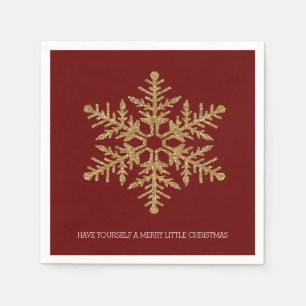 Red Gold Snowflake Napkin