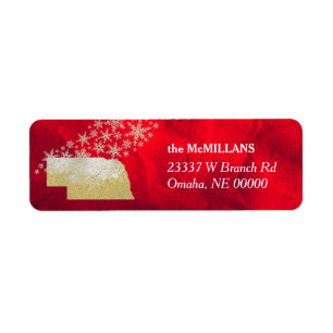 Red Gold Snowflake Nebraska Return Address