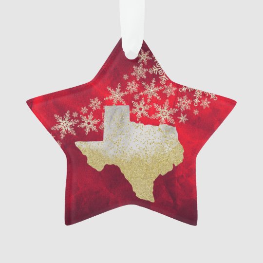 Red Gold Snowflake Texas Star Ornament