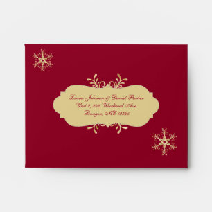 Red, Gold Snowflakes Envelope for RSVP Card