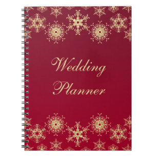 Red, Gold Snowflakes Wedding Planner Notebook