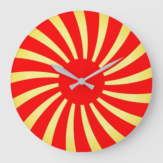 Red & Gold Spiral Stripes Large Clock (Front)