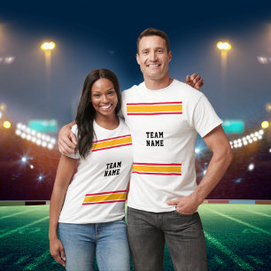 Red & Gold Sports Jersey Team Name White Unisex T-Shirt