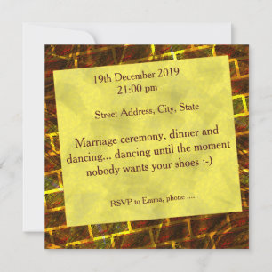 Red gold stain, scratches, grid or brick effect invitation