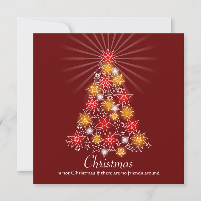 Red & Gold Star Christmas Tree Invitation (Front)