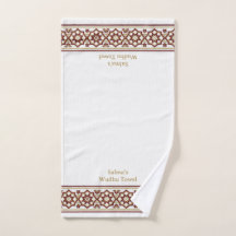Red Gold Star Flower Border White Customized Wudhu