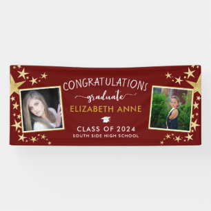 Red & Gold Stars Photo Congratulations Graduate Banner