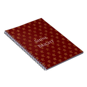 Red Gold Stars Shine Bright  Notebook