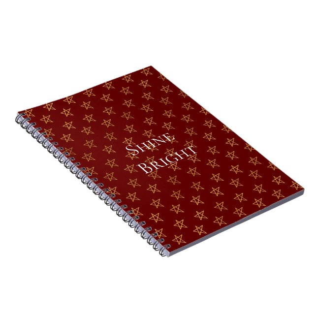 Red Gold Stars Shine Bright  Notebook (Right Side)