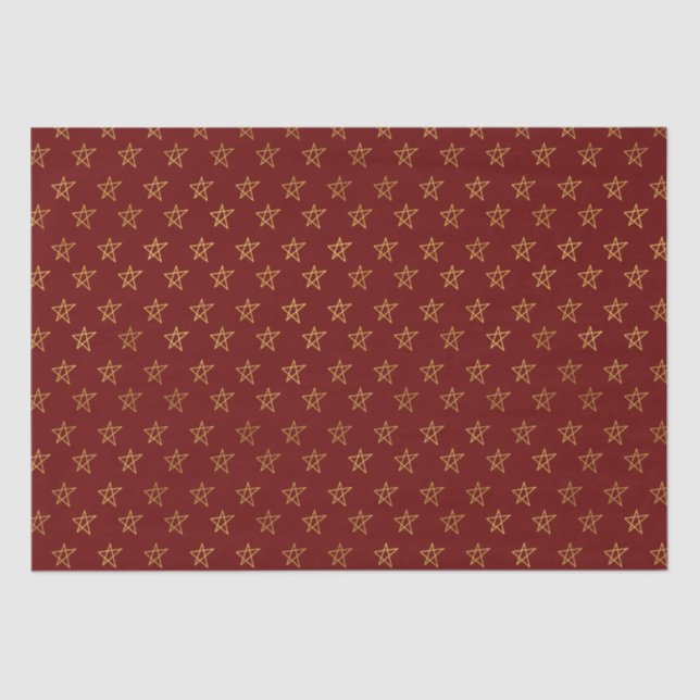 Red Gold Stars Shine Bright Tissue Paper (Front)