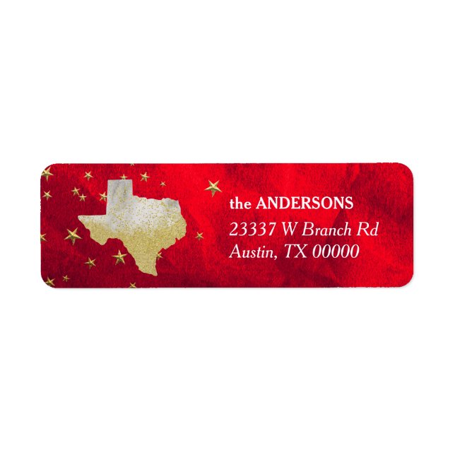 Red Gold Stars Texas Adresse de retour (Devant)