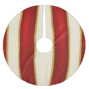 Red Gold Stripe Pattern – Modern Christmas Brushed Polyester Tree Skirt