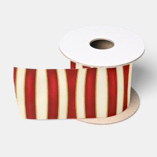 Red Gold Stripe Pattern – Modern Christmas Satin Ribbon
