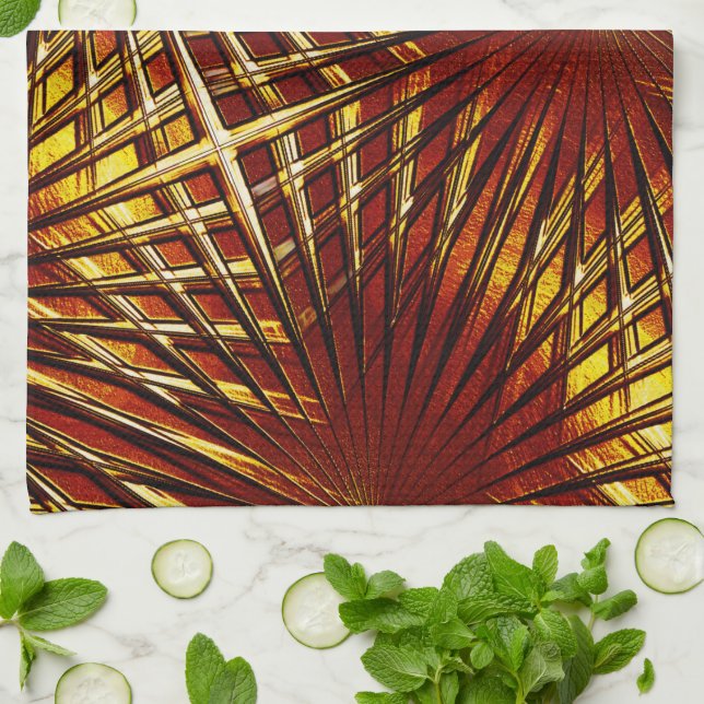 Red gold strong thorns looking puffed or inflated kitchen towel (Folded)