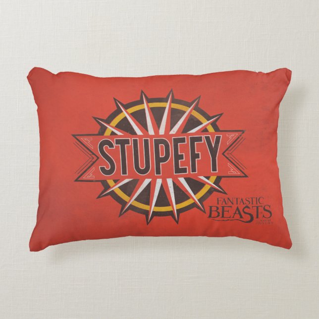 Red & Gold Stupefy Spell Graphic Accent Pillow (Front)