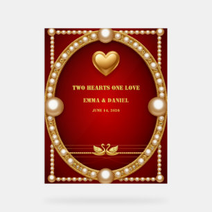 Red Gold Swan Wedding Couple Decor 💍