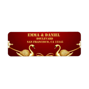 Red Gold Swan Wedding Couple Decor 💍