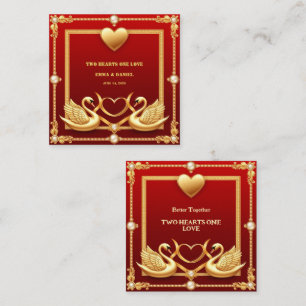 Red Gold Swan Wedding Couple Decor 💍 Enclosure Card