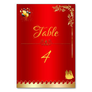 Red-gold Table Number