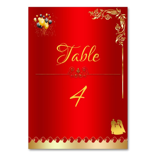 Red-gold Table Number (Front)
