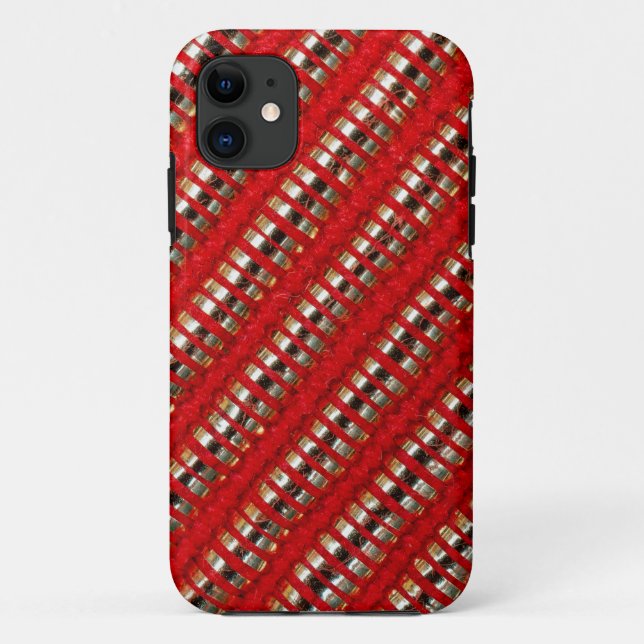 Red & Gold Thin Diagonal Stripe Fabric Texture  Case-Mate iPhone Case (Back)
