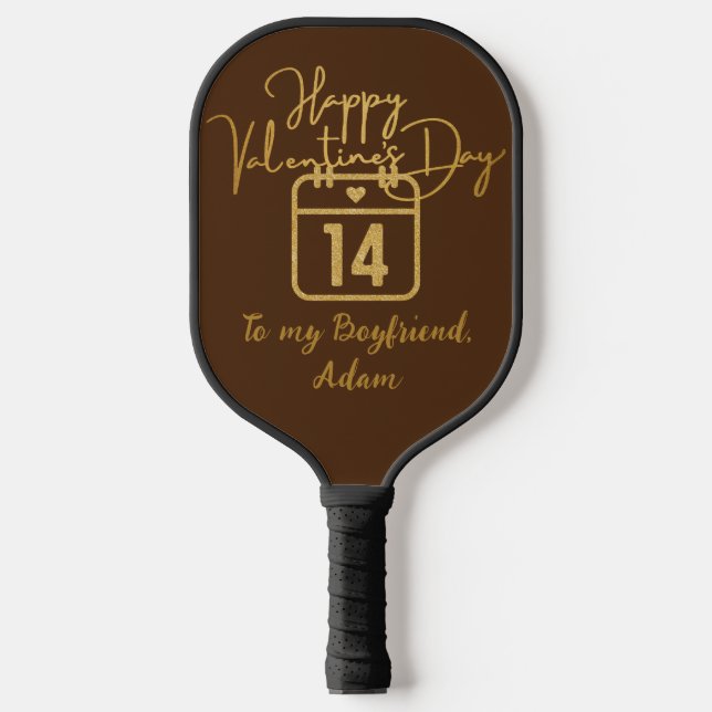 red gold valentine couple personalized customize pickleball paddle (Front)
