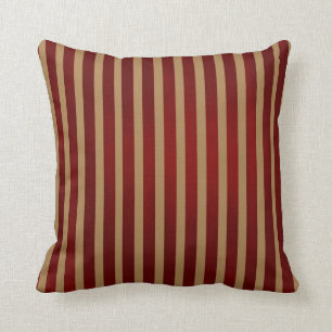 Red & Gold Vertical Stripes Striped Pattern Throw Pillow