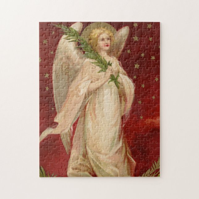 Red Gold Victorian Christmas Angel Jigsaw Puzzle (Vertical)