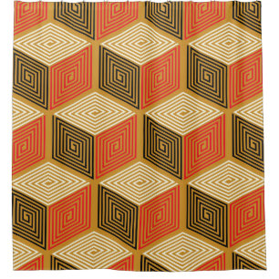 Red Gold Vintage Cube Pattern