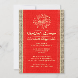 Red & Gold Vintage Lace Bridal Shower Invitations