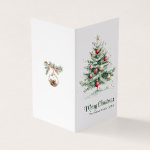 Red & Gold Vintage Old Christmas Tree Holiday Card