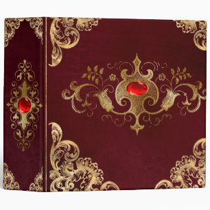 Red gold Vintage Ornate Gold Binder