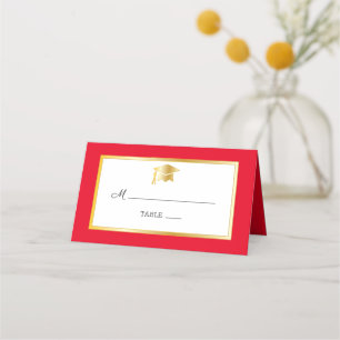Red   Gold   White Grad Cap Place Cards