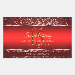 Red Gold with Glitter Stars Initials Product Label
