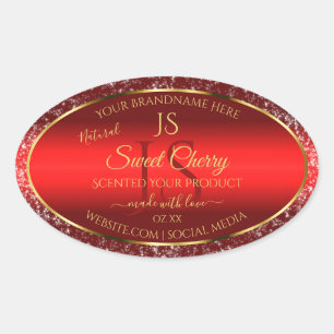 Red Gold with Glitter Stars Initials Product Label