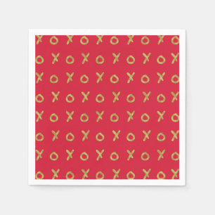 Red & Gold X O XO XO's Trendy Cute Napkin