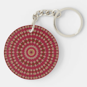 Red Gold Yellow Star Mandala Keychain