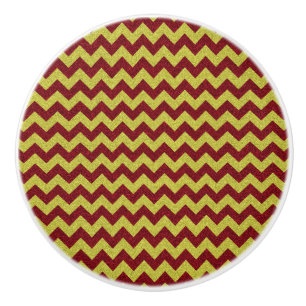 Red & Gold Zig Zag Glitter Ceramic Knob