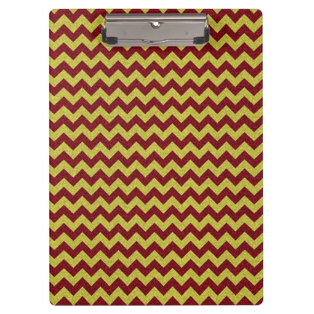 Red & Gold Zig Zag Glitter Clipboard (Front)