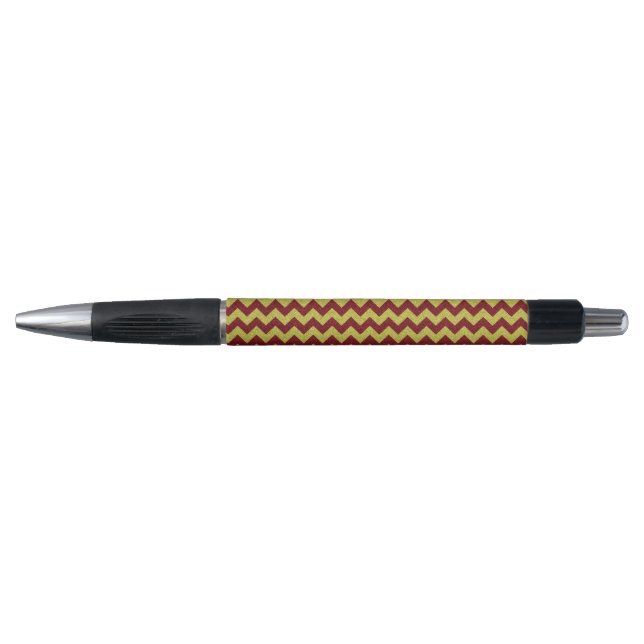Red & Gold Zig Zag Glitter Pen (Front)
