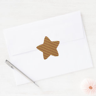 Red & Gold Zig Zag Glitter Star Sticker
