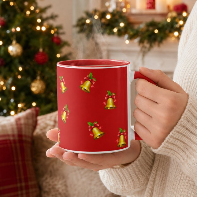 Red Golden Bells and Holly Christmas Mug (Creator Uploaded)