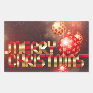 Red & Golden Christmas Balls Merry Christmas Sticker
