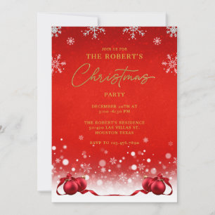 Red Golden Christmas Party Invitation